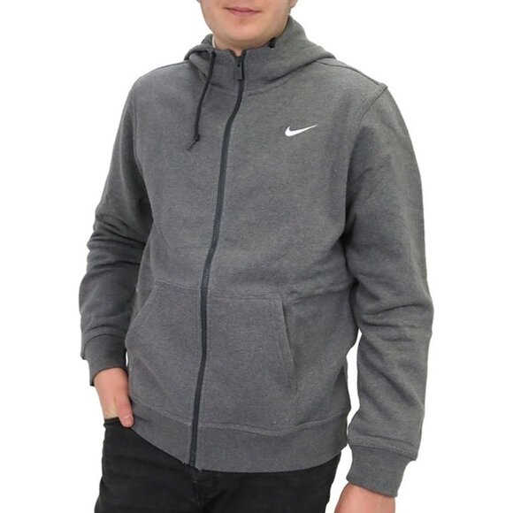 Nike Sportswear Club Fleece Zip Hoodie Size Small Men Charcoal Grey 611456-071 - Picture 1 of 2